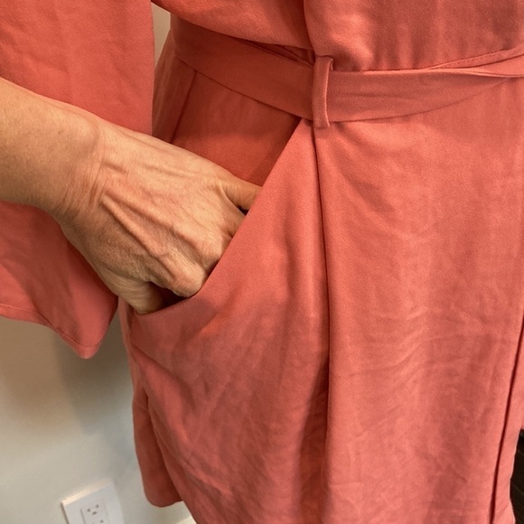 Aritzia Wilfred Wrap Dress Belted Mini Franca Coral Pink Long Sleeve - Picture 5 of 10